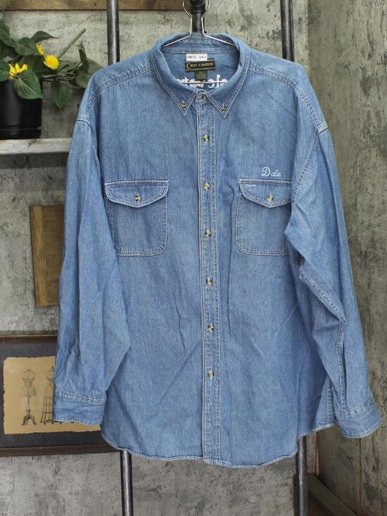 Croft & Barrow Other - Croft & Barrow Mens Denim Embroidered Button Up Work Shirt Long Sleeve Blue 2XL